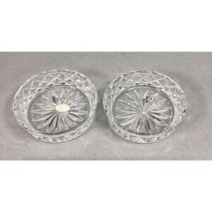 Set Of 2 Cut Crystal Glass Ash Trays - 4”D